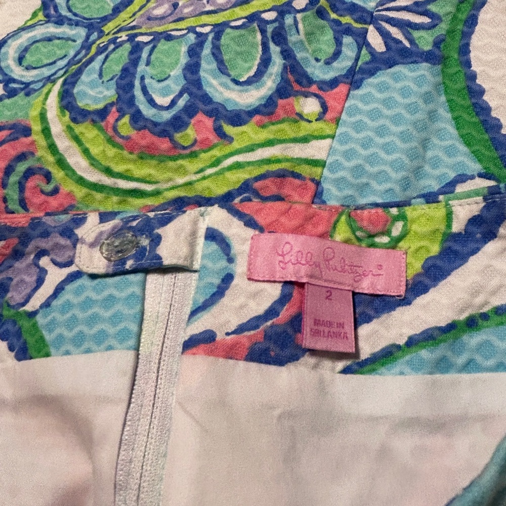 Lilly Pulitzer Conch Republic Shells Fish Groovy Pink Aqua Skirt Size 2 - Picture 3 of 11
